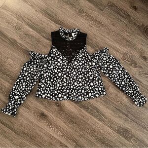 N/Nicholas cold shoulder floral print blouse